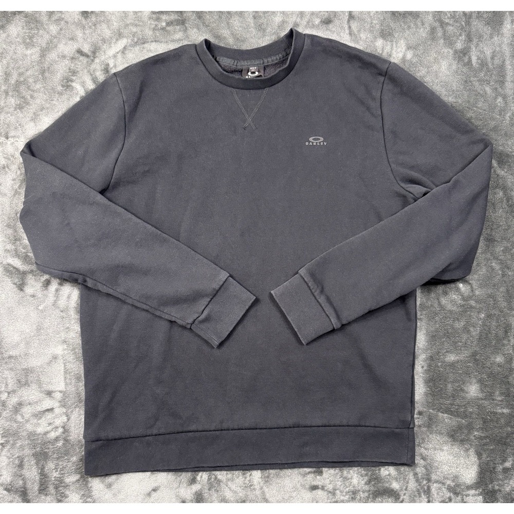 Oakley Men's Medium Black Crewneck Sweatshirt Fleece Regular Fit Logo Pullover